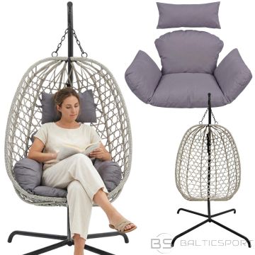 Koopman COCOON piekaramais krēsls ar rāmi 195 cm gaiši pelēks 120 kg