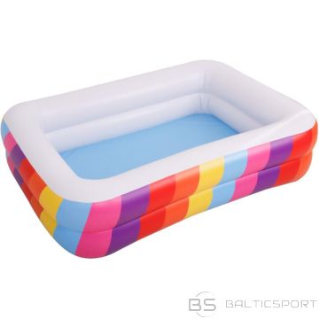 BS Ģimenes piepūšamais baseins taisnstūrveida, 2 gredzenu varavīksnes krāsā, 195x140x47cm 51470 (nav pieejams)