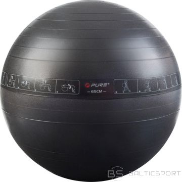 Vingrošanas bumba fitness 65 cm melna Pure 2 Improve