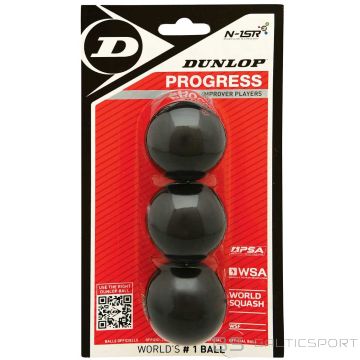 Squash balls DUNLOP PROGRESS 1 red dot 3 ball blister WSF official