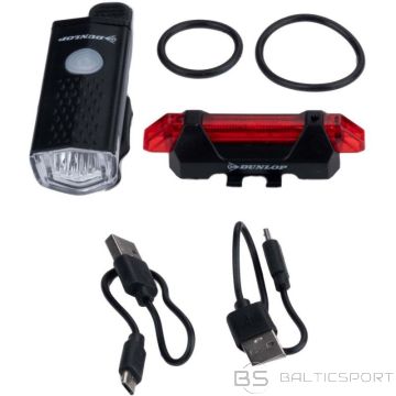 Dunlop Led velosipēda lukturu komplekts, USB uzlāde, aizmugurē + priekšā 473758 (N/A)
