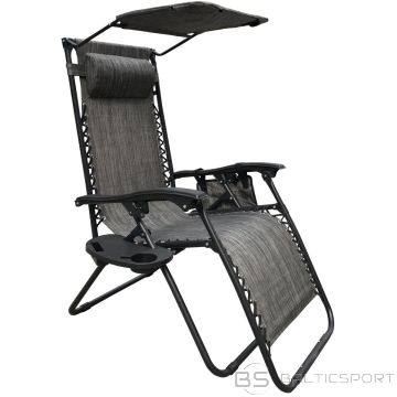 Saska Garden FOLDABLE MULTIFUNCTIONAL GARDEN CHAIR CHAIR WITH A CANOPY 175X52/65X110CM GRAY