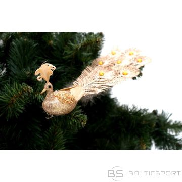 Saska Christmas DEKORATĪVAIS PĀVS UZ ZELTA BABBLE KLIPA