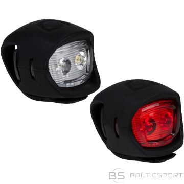 DUNLOP LED velosipēda lukturu komplekts ar silikona stiprinājumu, priekšējais un aizmugurējais, melns