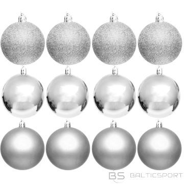 Christmas Decoration DECORATIVE BAUBLE PLASTIC SAFE 12PCS DIA 60MM SILVER