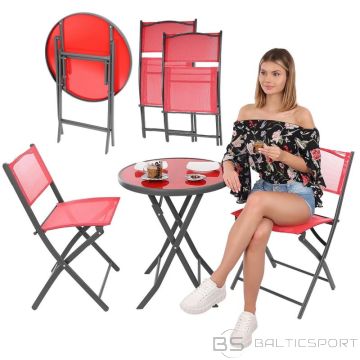 BS Комплект мебели для балкона: круглый стол и 2 складных стула, красный (нет в наличии)