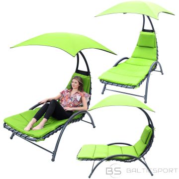 Saska Garden Садовый лежак-кресло BERGAMO с зонтом 200x125x180 см, лаймовый