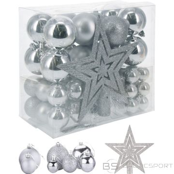 Christmas Decoration DECORATIVE PLASTIC BALL, SAFE TOP, 54 ELEMENTS, SILVER