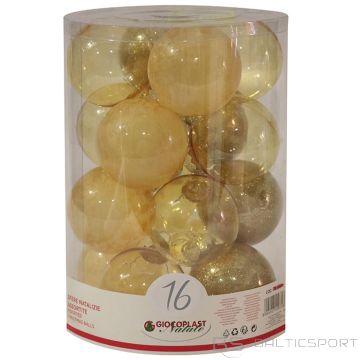 Egļu bumbas d8cm zelta 16gab.