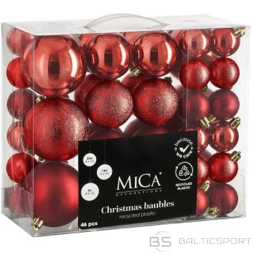 DECORATIVE PLASTIC BAUBLE SAFE 46 PCS RED MICA
