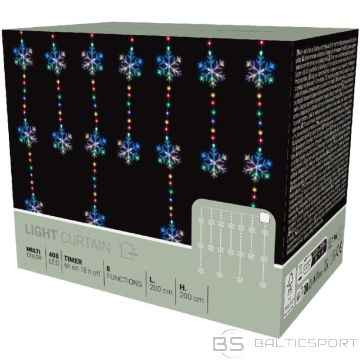 BS Ziemassvētku eglītes gaismas aizkars 200x200 cm 408 LED sniegpārslas daudzkrāsainas (nav pieejams)