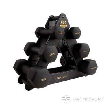 Hanteles komplekts ar statīvu Tunturi Centuri Neoprēna hanteles komplekts 3Prs+Stand