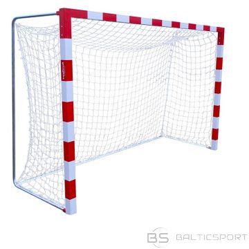 Alumīnija handbola vārti 3x2m - 0.8/1m dziļums - sarkani balti, 80x80cm - pārvietojami