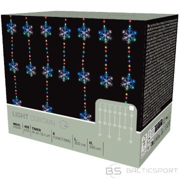 Koopman Ziemassvētku eglītes gaismas aizkars, 200x200 cm, 408 LED sniegpārslas, daudzkrāsainas