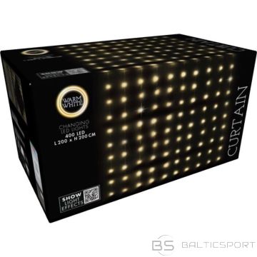 BS Ziemassvētku egles gaismas aizkars, āra/iekšējās lietošanas, 400 LED, 200x200 cm, ar tālvadības pulti, silti balta (nav pieejams)