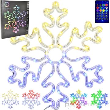 Koopman Dekoratīva piekarināma sniegpārsla 31,5 x 36 cm, 60 RGB LED, taimeris, USB