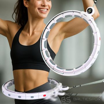 Hula hop ar masieri, svaru un skaitītāju, balts-pelēks, Enero Fit