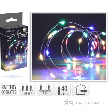 Christmas Decoration LED stieples virtene uz baterijām Girlanda 40 LED daudzkrāsu