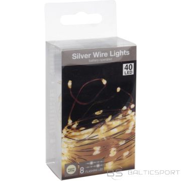 Christmas Decoration BATTERY POWERED WIRE LAMPS GARLAND 40 LED WARM WHITE FLASH