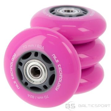Nils Extreme PU 70x24 82A PINK (4 gab.) + ABEC-7 (8 gab.) KOMPLEKTS
