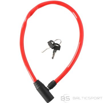Dunlop velosipēda slēdzene ar trosi un atslēgu, 0,4x65 cm, sarkana