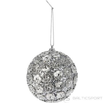 Christmas Decoration DECORATIVE BALL WITH SEQUINS 8CM SILVER