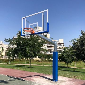 Strītbola basketbola groza konstrukcija ar rūdīta stikla  vairogu 180x105cm, profils 150x150 - 165cm projekcija