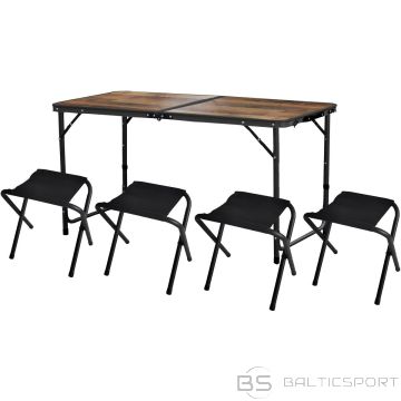 Enero Camp TŪRISTU SALOKAMAIS KEMPINGA GALDS 120X60X70/62/55CM UN 4 KOKA KRĒSLI