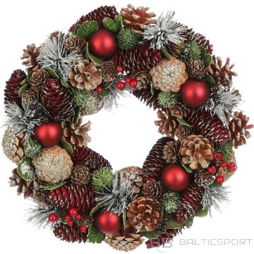 Detal DEKORATIVS VAINAGS 34 CM ZAĻŠ AR PRIEDĒM UN VIZLAS BUMBIŅĀM