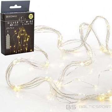 Koopman Ar baterijām darbināmas stiepļu lampas Cascade 80 LED silti baltas