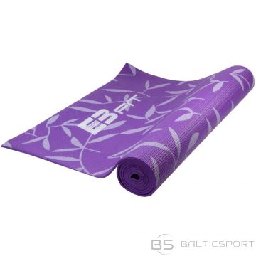 Pretslīdes 173x61x5mm ziedu jogas paklājiņš ar violetu maisiņu EB FIT 1029405 (-)