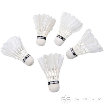 Donnay BADMINTON SHUTTLETE WITH FEATHERS, 5 PCS, WHITE
