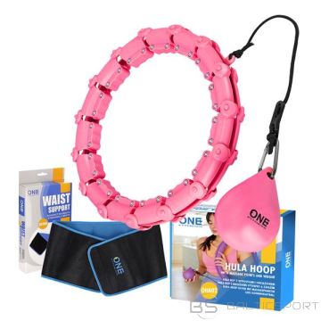 Массажный обруч хулахуп /НАБОР HULA HOOP OHA02 РОЗОВЫЙ С ГРУЗОМ + ПОЯСНИЦА BR160