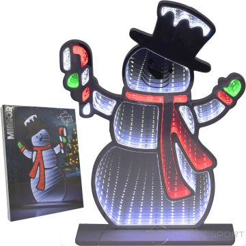 Koopman MIRROR DECORATION WITH LED DIODES INFINITY MIRROR EFFECT SNOWMAN