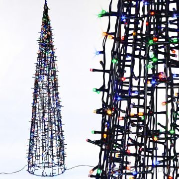 Edelman Luca dekoratīvs konusa formas Ziemassvētku eglītes rotājums 500 LED melns 120 cm