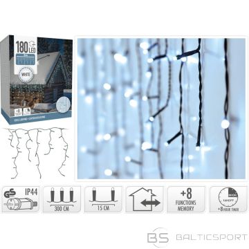 Koopman CHRISTMAS LIGHTS OUTDOOR LIGHT CURTAIN 180 LED CONTROLLER TIMER COLD WHITE TRANSPARENT CABLE