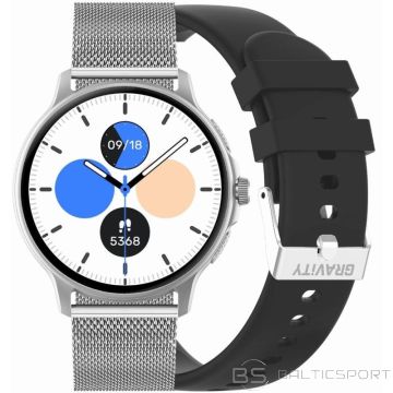 Gravity Женские смарт-часы GT12-7 с черным силиконовым ремешком и серебристым браслетом (-)