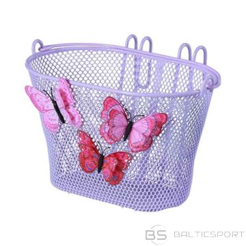 Priekšējais grozs bērnu velosipēdiem BASIL Butterfly, violets