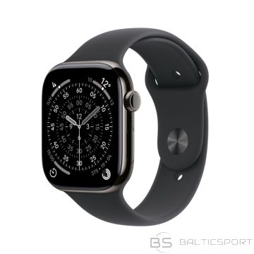 BS Apple Watch Series 11 Cellular 46 мм, корпус из титана цвета «сланец» с черным спортивным ремешком - размер M/L (недоступно)