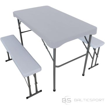 Saska Garden PICNIC AND CATERING SET, WHITE TABLE AND 2 BENCHES