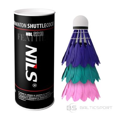 Nils NBL6213 SPALVAS DAUDZKRĀSU SHUTTLECOCKS 3 GAB