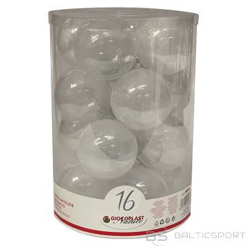 Egļu bumbas d8cm baltas 16gab.