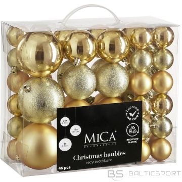 Mica DECORATIVE PLASTIC BAUBLE SAFE 46 PCS GOLD