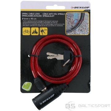 Dunlop СПИРАЛЬНЫЙ ВЕЛОСИПЕДНЫЙ ЗАМОК С КЛЮЧОМ 0,6x90 СМ, КРАСНЫЙ