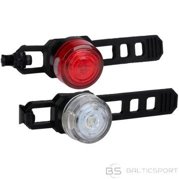 Dunlop Silikona LED velosipēda lukturu komplekts priekšpusē un aizmugurē, melns