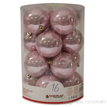 Egļu bumbas d8cm rozā 16gab.