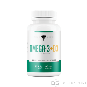 Taukskābes ar piedevu TREC OMEGA 3 + D3 90 kapsulas