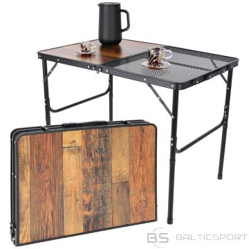 BS Salokāms kempinga galds 90x60x36-68cm tērauda siets/koks (nav pieejams)