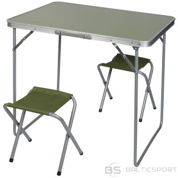 Enero Camp SALOKAMAIS TŪRISTU KEMPINGA GALDS 80X60X70CM UN 2 KRĒSLI ZAĻI