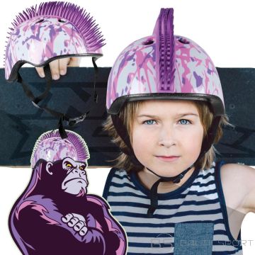 Bērnu velosipēda ķivere ar regulēšanu No Fear Mohawk (48-52 cm) balta/violeta